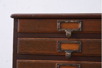 アンティーク家具　和製アンティーク　9杯引き出し付き!昭和期のネームプレート付き小引き出し