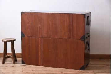 和製アンティーク　引き手特注　極美品!前面栗材製の最上重ね箪笥