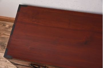 和製アンティーク　引き手特注　極美品!前面栗材製の最上重ね箪笥
