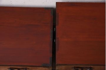 和製アンティーク　引き手特注　極美品!前面栗材製の最上重ね箪笥