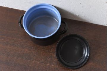 アンティーク雑貨　ヨーロッパビンテージ　ホーロー(琺瑯)　両手鍋(2)
