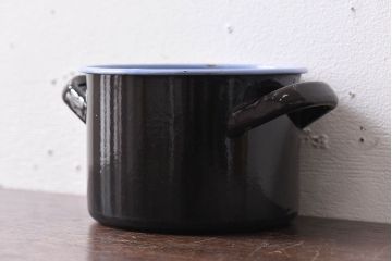 アンティーク雑貨　ヨーロッパビンテージ　ホーロー(琺瑯)　両手鍋(3)