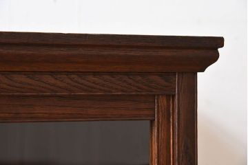アンティーク家具　大正ロマン　当時物ガラスの引き戸　前面栗材の小ぶりな収納棚