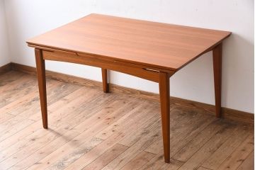 北欧家具　シンプルなビンテージダイニングテーブル(エクステンションテーブル)(2)