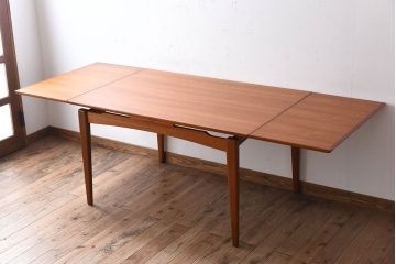 北欧家具　シンプルなビンテージダイニングテーブル(エクステンションテーブル)(2)