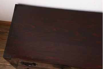 アンティーク家具　古民具・骨董　桜丸金具　前面栗材の米沢箪笥(衣装箪笥)(台輪付き)