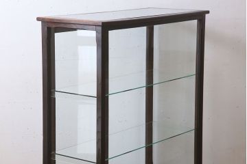アンティーク家具　栗材製　アンティークの薄型ガラスケース