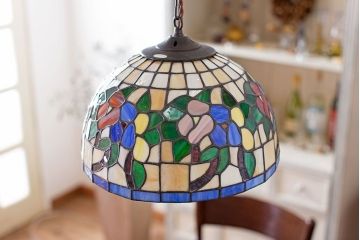 中古　Tiffany(ティファニー) ステンドグラスシェードの天井照明