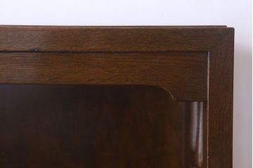 レトロ家具　和製アンティーク　モールガラス入り!大ぶりなレトロ本箱(ブックケース)(3)