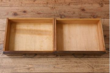 レトロ家具　和製アンティーク　モールガラス入り!大ぶりなレトロ本箱(ブックケース)(3)