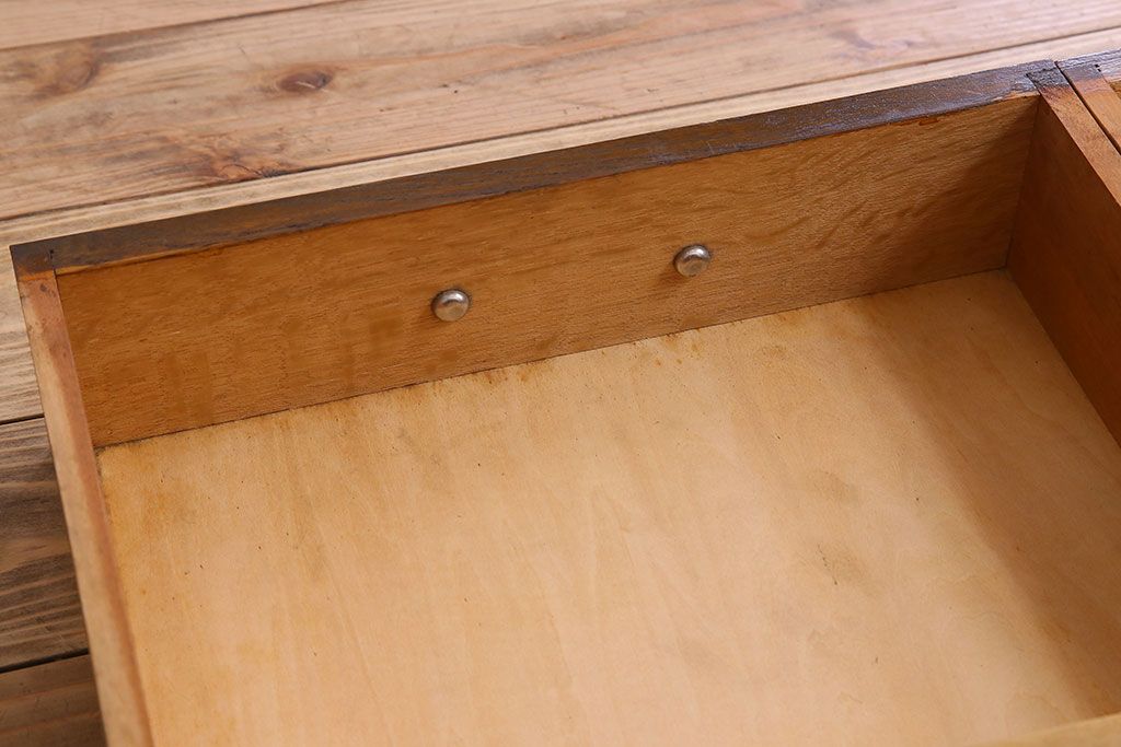 レトロ家具　和製アンティーク　モールガラス入り!大ぶりなレトロ本箱(ブックケース)(3)