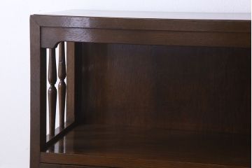 レトロ家具　和製アンティーク　モールガラス入り!大ぶりなレトロ本箱(ブックケース)(3)