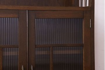 レトロ家具　和製アンティーク　モールガラス入り!大ぶりなレトロ本箱(ブックケース)(3)