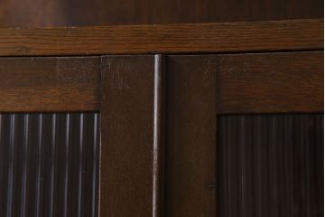 レトロ家具　和製アンティーク　モールガラス入り!大ぶりなレトロ本箱(ブックケース)(3)