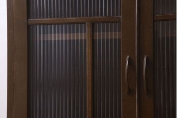 レトロ家具　和製アンティーク　モールガラス入り!大ぶりなレトロ本箱(ブックケース)(3)