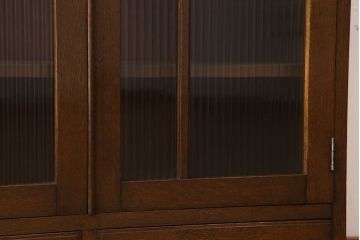 レトロ家具　和製アンティーク　モールガラス入り!大ぶりなレトロ本箱(ブックケース)(3)