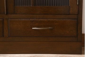 レトロ家具　和製アンティーク　モールガラス入り!大ぶりなレトロ本箱(ブックケース)(3)