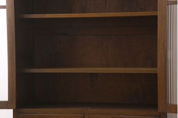 レトロ家具　和製アンティーク　モールガラス入り!大ぶりなレトロ本箱(ブックケース)(3)