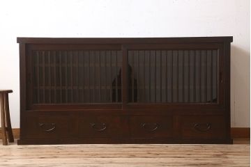 アンティーク家具　六尺　明治大正期　前面欅材!アンティーク収納箪笥サイドボード(水屋箪笥)(1)