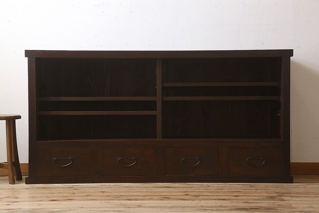 アンティーク家具　六尺　明治大正期　前面欅材!アンティーク収納箪笥サイドボード(水屋箪笥)(1)