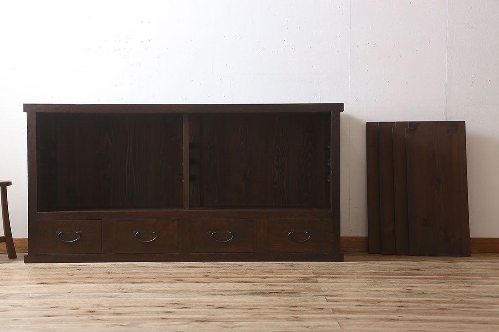 アンティーク家具　六尺　明治大正期　前面欅材!アンティーク収納箪笥サイドボード(水屋箪笥)(1)