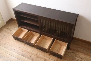 アンティーク家具　六尺　明治大正期　前面欅材!アンティーク収納箪笥サイドボード(水屋箪笥)(1)