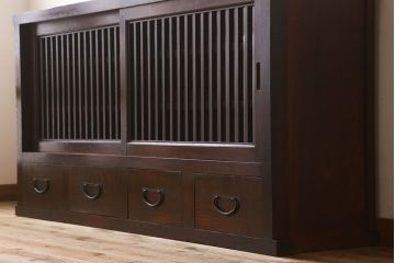 アンティーク家具　六尺　明治大正期　前面欅材!アンティーク収納箪笥サイドボード(水屋箪笥)(1)