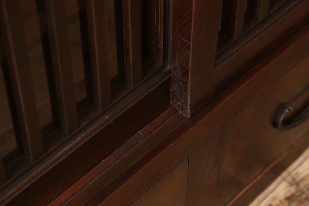 アンティーク家具　六尺　明治大正期　前面欅材!アンティーク収納箪笥サイドボード(水屋箪笥)(1)