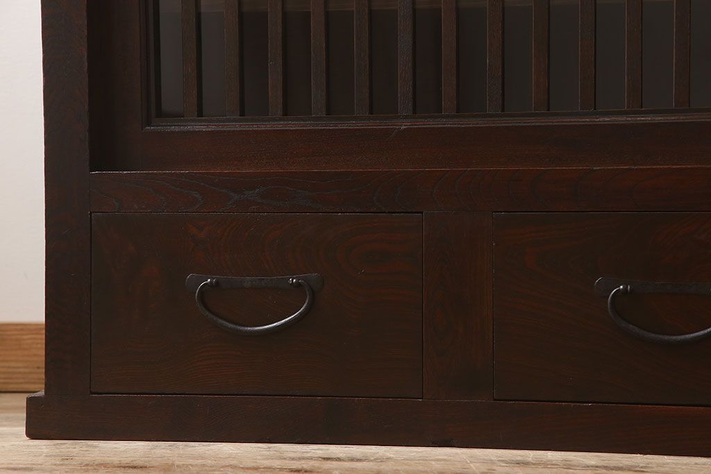 アンティーク家具　六尺　明治大正期　前面欅材!アンティーク収納箪笥サイドボード(水屋箪笥)(1)