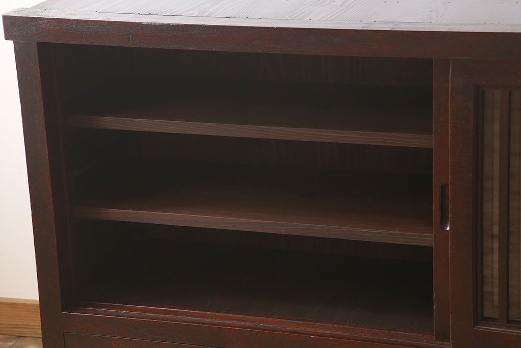 アンティーク家具　六尺　明治大正期　前面欅材!アンティーク収納箪笥サイドボード(水屋箪笥)(1)