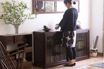 アンティーク家具　六尺　明治大正期　前面欅材!アンティーク収納箪笥サイドボード(水屋箪笥)(2)