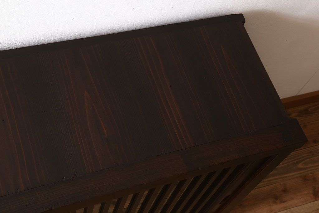 アンティーク家具　六尺　明治大正期　前面欅材!アンティーク収納箪笥サイドボード(水屋箪笥)(2)