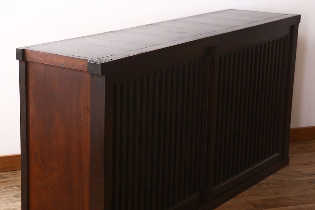 アンティーク家具　六尺　明治大正期　前面欅材!アンティーク収納箪笥サイドボード(水屋箪笥)(2)