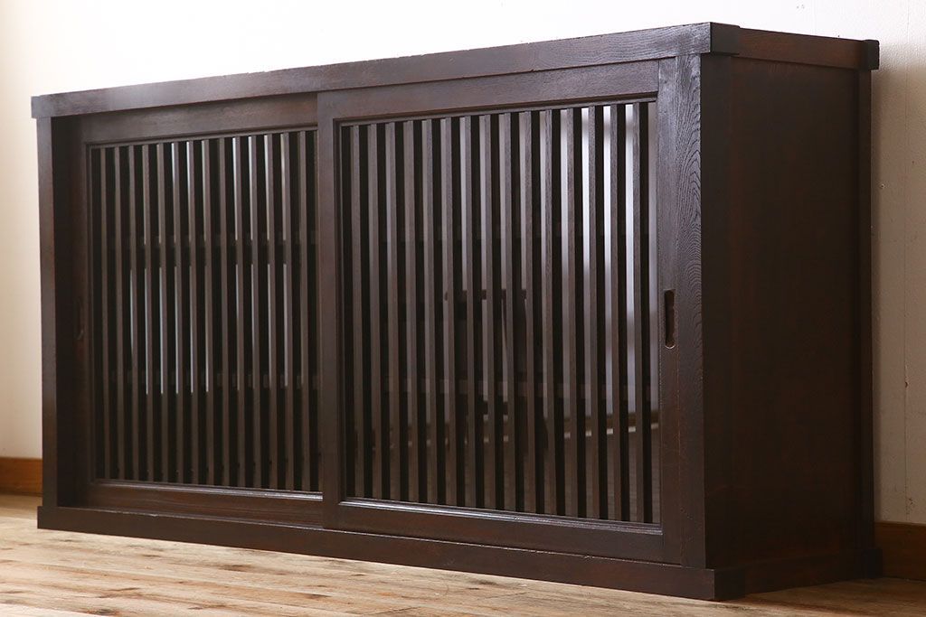 アンティーク家具　六尺　明治大正期　前面欅材!アンティーク収納箪笥サイドボード(水屋箪笥)(2)