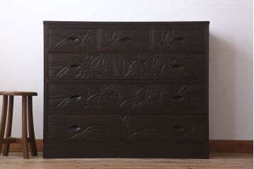 伝統工芸軽井沢彫　中古　チェスト(和タンス)