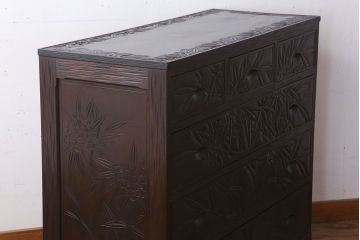 伝統工芸軽井沢彫　中古　チェスト(和タンス)