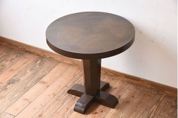 アンティーク家具　アンティーク　おしゃれな古い木製のラウンドカフェテーブル