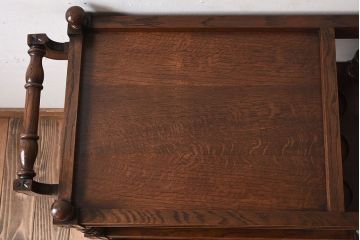 アンティーク雑貨　フランスアンティーク　オーク材!キャスター付きワゴン