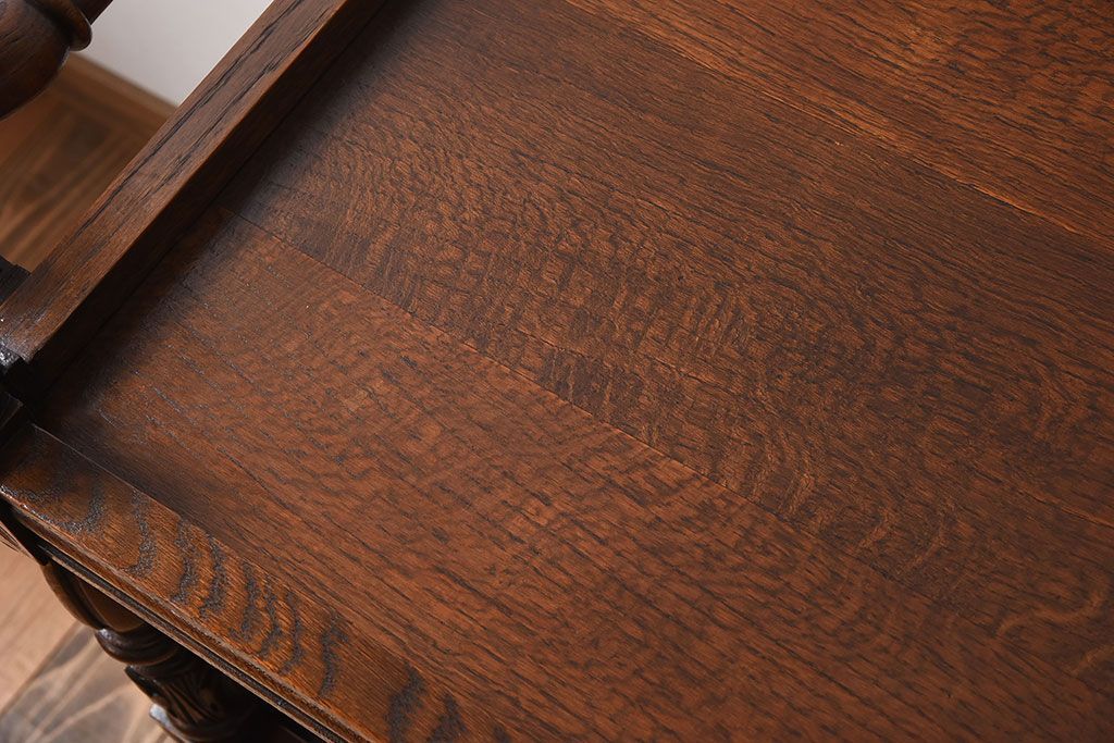 アンティーク雑貨　フランスアンティーク　オーク材!キャスター付きワゴン