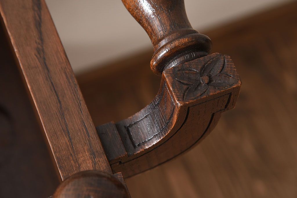 アンティーク雑貨　フランスアンティーク　オーク材!キャスター付きワゴン