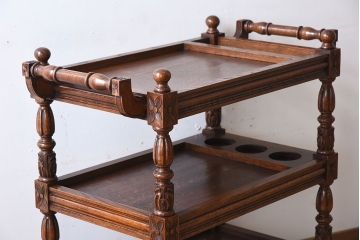 アンティーク雑貨　フランスアンティーク　オーク材!キャスター付きワゴン