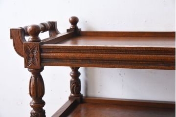 アンティーク雑貨　フランスアンティーク　オーク材!キャスター付きワゴン