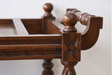 アンティーク雑貨　フランスアンティーク　オーク材!キャスター付きワゴン