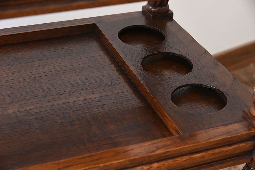 アンティーク雑貨　フランスアンティーク　オーク材!キャスター付きワゴン