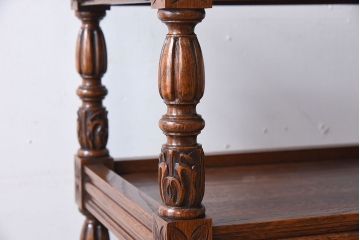 アンティーク雑貨　フランスアンティーク　オーク材!キャスター付きワゴン