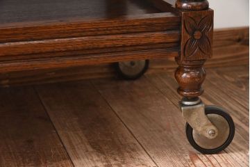 アンティーク雑貨　フランスアンティーク　オーク材!キャスター付きワゴン