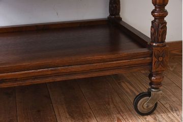 アンティーク雑貨　フランスアンティーク　オーク材!キャスター付きワゴン