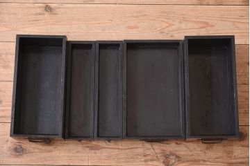 アンティーク家具　総欅材　漆塗り　和製アンティークの箱膳(収納箱・小引き出し)