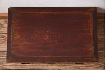 アンティーク家具　総欅材　漆塗り　和製アンティークの箱膳(収納箱・小引き出し)