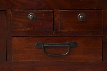 アンティーク家具　総欅材　漆塗り　和製アンティークの箱膳(収納箱・小引き出し)